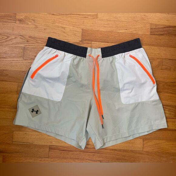 UNDER ARMOUR MENS TERRAIN WOVEN SHORTS Stone/ Khaki Base/ Black SIZE 2x - Picture 4 of 10